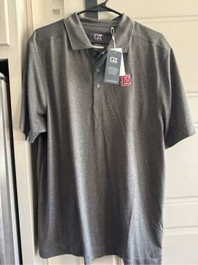 NWT Cutter & Buck Gray Polo with Red St. Louis Logo
